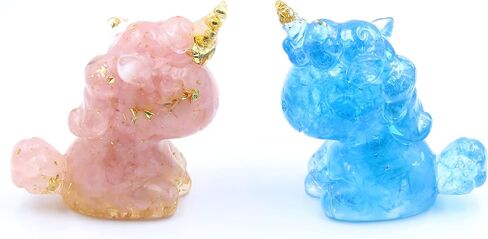 3'' Handcrafted Unicorn Natural Crystal Stone Epoxy Resin Figurines, Collectibles of Colorful Unicorn Ornaments 2pcs, Gifts and Desktop Decoration for Interior Space and Reiki (Dreamy Couple) in Saudi Arabia