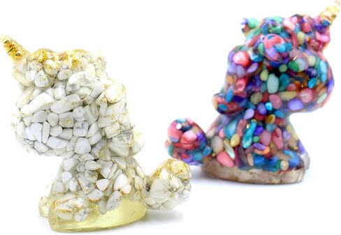 3'' Handcrafted Unicorn Natural Crystal Stone Epoxy Resin Figurines, Collectibles of Colorful Unicorn Ornaments 2pcs, Gifts and Desktop Decoration for Interior Space and Reiki (Dreamy Couple) in Saudi Arabia