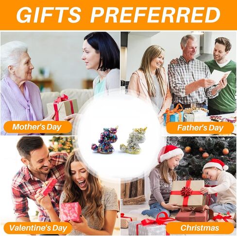 3'' Handcrafted Unicorn Natural Crystal Stone Epoxy Resin Figurines, Collectibles of Colorful Unicorn Ornaments 2pcs, Gifts and Desktop Decoration for Interior Space and Reiki (Dreamy Couple) in Saudi Arabia