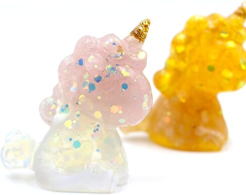 3'' Handcrafted Unicorn Natural Crystal Stone Epoxy Resin Figurines, Collectibles of Colorful Unicorn Ornaments 2pcs, Gifts and Desktop Decoration for Interior Space and Reiki (Dreamy Couple) in Saudi Arabia