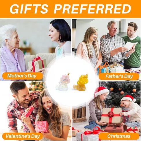 3'' Handcrafted Unicorn Natural Crystal Stone Epoxy Resin Figurines, Collectibles of Colorful Unicorn Ornaments 2pcs, Gifts and Desktop Decoration for Interior Space and Reiki (Dreamy Couple) in Saudi Arabia