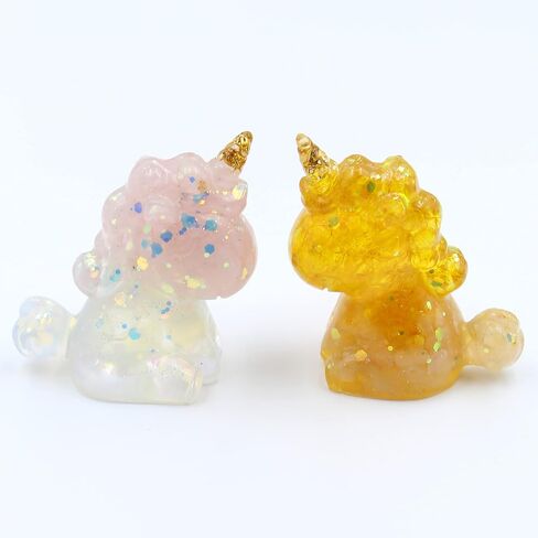 3'' Handcrafted Unicorn Natural Crystal Stone Epoxy Resin Figurines, Collectibles of Colorful Unicorn Ornaments 2pcs, Gifts and Desktop Decoration for Interior Space and Reiki (Dreamy Couple) in Saudi Arabia