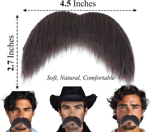 Self Adhesive Fake Mustache Party Realistic False Facial Hair Costume Accessories for Adults Novelty Halloween in Kuwait