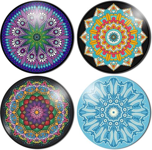 لوحة فنية جدارية من HK Studio، ديكور حائط ماندالا PVC مقاس 11.4 بوصة، عبوة من 4 قطع، ديكور معلق على الحائط للمسكن، زن، بوهو، هيبي، ديكور غرفة جمالي in Kuwait