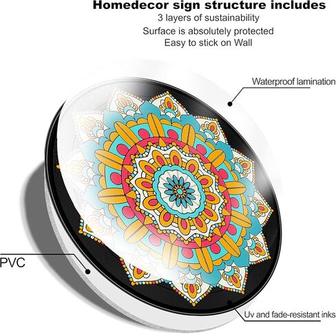 لوحة فنية جدارية من HK Studio، ديكور حائط ماندالا PVC مقاس 11.4 بوصة، عبوة من 4 قطع، ديكور معلق على الحائط للمسكن، زن، بوهو، هيبي، ديكور غرفة جمالي in Kuwait
