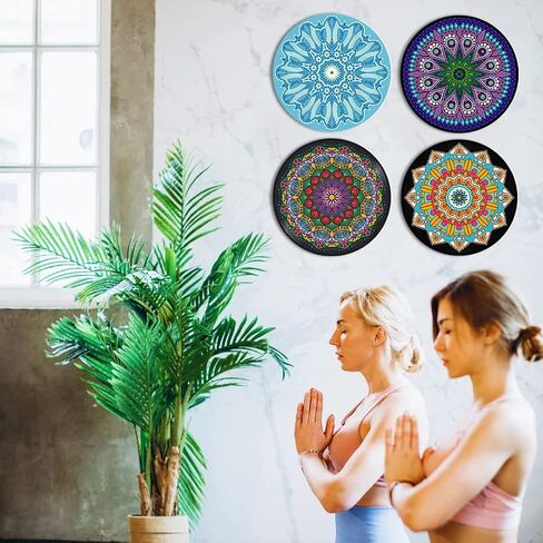 لوحة فنية جدارية من HK Studio، ديكور حائط ماندالا PVC مقاس 11.4 بوصة، عبوة من 4 قطع، ديكور معلق على الحائط للمسكن، زن، بوهو، هيبي، ديكور غرفة جمالي in Kuwait