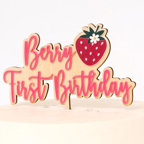 Strawberry One Cake Topper - Sweet One Birthday Cake Decoration for First Birthday Party, Anniversary, Baby Shower, Cake Smash, Baby Photo Booth Props... in Saudi Arabia
