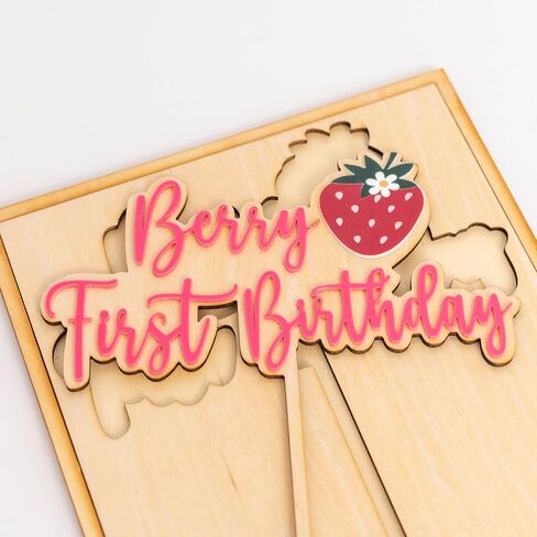 Strawberry One Cake Topper - Sweet One Birthday Cake Decoration for First Birthday Party, Anniversary, Baby Shower, Cake Smash, Baby Photo Booth Props... in Saudi Arabia