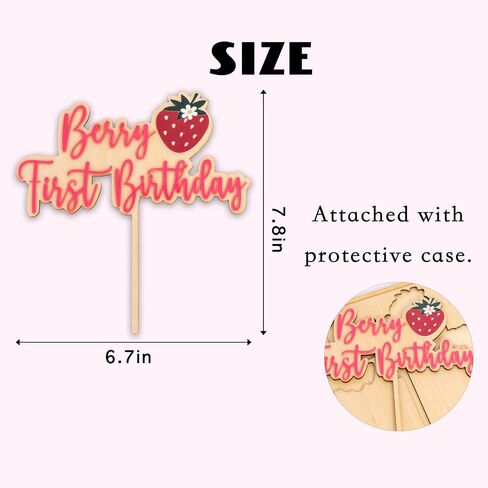 Strawberry One Cake Topper - Sweet One Birthday Cake Decoration for First Birthday Party, Anniversary, Baby Shower, Cake Smash, Baby Photo Booth Props... in Saudi Arabia