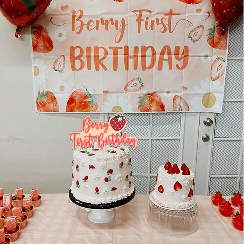 Strawberry One Cake Topper - Sweet One Birthday Cake Decoration for First Birthday Party, Anniversary, Baby Shower, Cake Smash, Baby Photo Booth Props... in Saudi Arabia