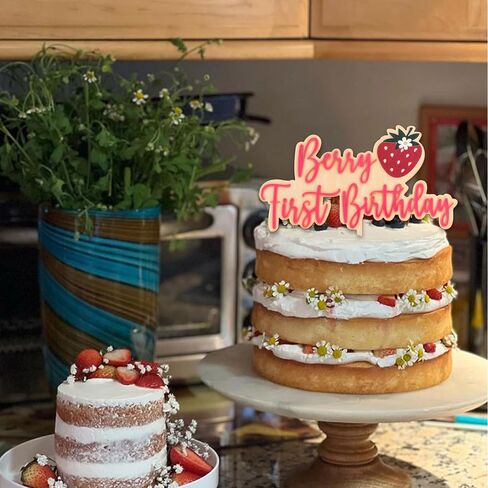 Strawberry One Cake Topper - Sweet One Birthday Cake Decoration for First Birthday Party, Anniversary, Baby Shower, Cake Smash, Baby Photo Booth Props... in Saudi Arabia