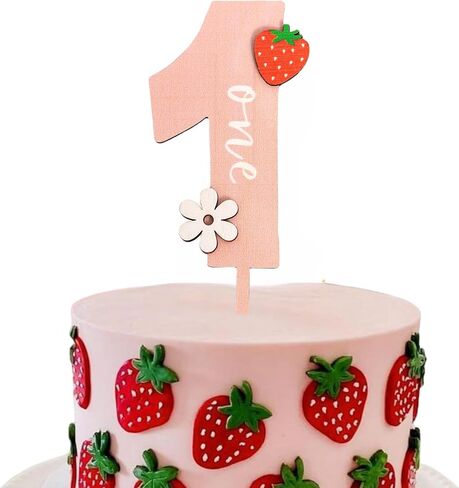 Strawberry One Cake Topper - Sweet One Birthday Cake Decoration for First Birthday Party, Anniversary, Baby Shower, Cake Smash, Baby Photo Booth Props... in Saudi Arabia