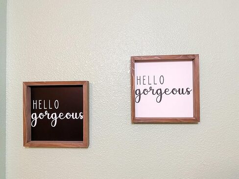 Nana's Little Angels Black Hello Gorgeous Wall Decor with Real Wood Frame, 10" x 10" Art, Cute Farmhouse and Boho Home Decorations, Inspirational Quote for Living Room, Bedroom, or Bathroom in Saudi Arabia