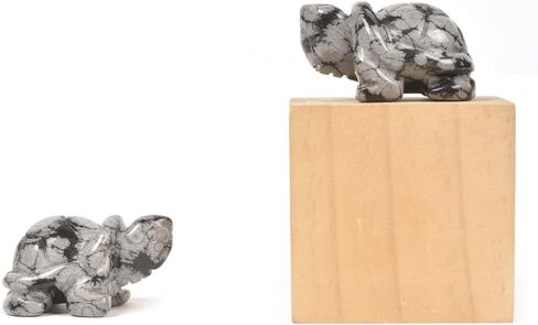 Justinstones Snowflake Obsidian Healing Crystal Guardian Turtle Tortoise Pocket Stone Figurines Carved Gemstone Crafts Home Decor 1.5 inch in Saudi Arabia