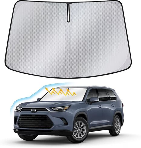 Windshield Sun Shade for Jeep Grand Cherokee L 2021-2024, Upgraded Nano Materials Front Window Shade Cover for Grand Cherokee L Accessories, Foldable Windshield Sunshade UV Rays Protector in Saudi Arabia