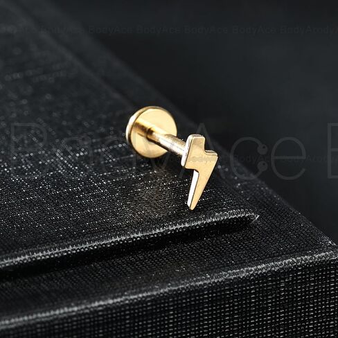 BodyAce Gold F136 Titanium Body Piercing Studs, Internally Threaded Flat Back Cartilage Earring Studs with Piercing Taper, 16G Labret Lip Ring Conch Tragus Stud in Kuwait