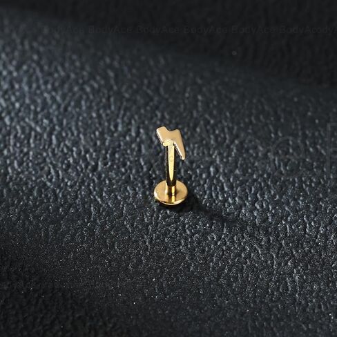 BodyAce Gold F136 Titanium Body Piercing Studs, Internally Threaded Flat Back Cartilage Earring Studs with Piercing Taper, 16G Labret Lip Ring Conch Tragus Stud in Kuwait