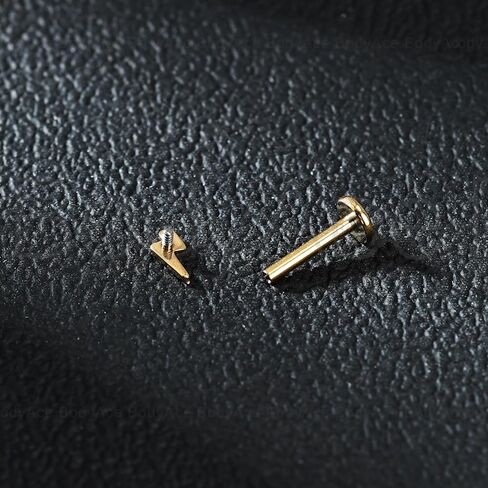 BodyAce Gold F136 Titanium Body Piercing Studs, Internally Threaded Flat Back Cartilage Earring Studs with Piercing Taper, 16G Labret Lip Ring Conch Tragus Stud in Kuwait