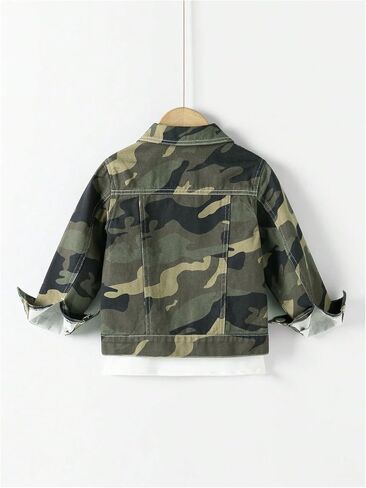 WDIRARA Boy's Camo Print Button Front Denim Jacket Casual Long Sleeve Outerwear Coat in Saudi Arabia