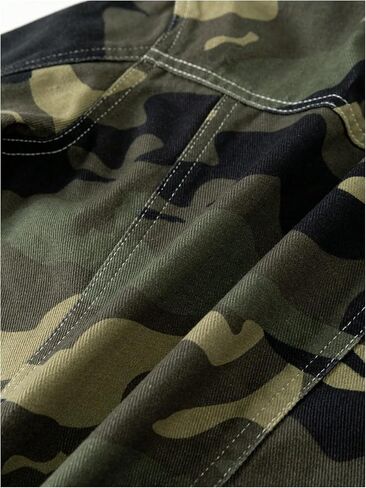 WDIRARA Boy's Camo Print Button Front Denim Jacket Casual Long Sleeve Outerwear Coat in Saudi Arabia