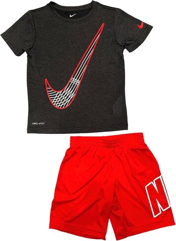 Nike Boys Dri-Fit Just Do It T-Shirt/Shorts 2 Piece Set Dark Grey Heather/Black 86F026-023 86F026-U10 (6) in Saudi Arabia