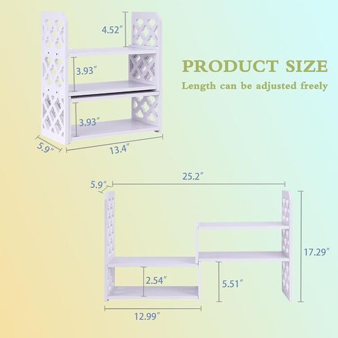 Desk Organizer Expandable Bookshelf White Adjustable Small Bookshelf for Desktop Storage Mini Cute Office Desk Shelves for Classroom Office Dormitory Home in Saudi Arabia