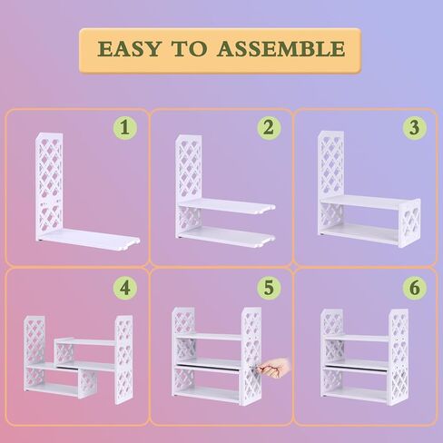 Desk Organizer Expandable Bookshelf White Adjustable Small Bookshelf for Desktop Storage Mini Cute Office Desk Shelves for Classroom Office Dormitory Home in Saudi Arabia