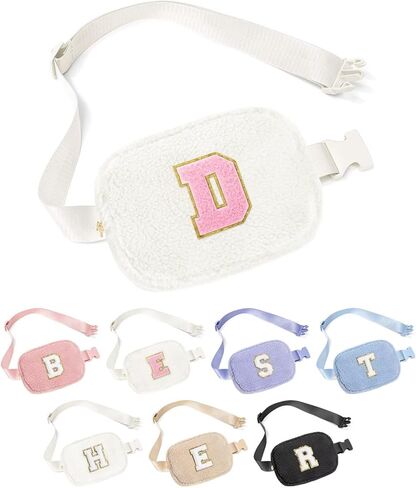 هدايا للفتيات المراهقات هدايا عيد ميلاد - هدايا شخصية للنساء، هدايا لصديقات الابنة والأخت، حقيبة بحزام من الصوف، حقيبة كروس أولية باللون الوردي A in Kuwait