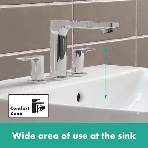 صنبور حوض حمام Hansgrohe Rebris E المعاصر بمقبضين و3 فتحات بطول 5 بوصات من الكروم، 72532001 in Saudi Arabia