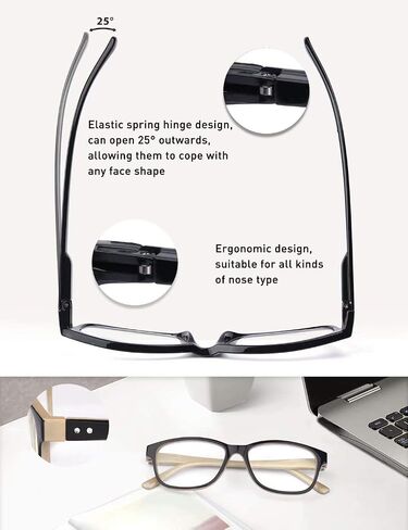 2 Pack Blue Light Blocking Reading Glasses with Spring Hinge, Computer/Reading/Gaming/TV/Phones Glasses for Women in Saudi Arabia