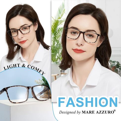 MARE AZZURO Lightweight Reading Glasses Women Large Square Readers 1.0 1.25 1.5 1.75 2.0 2.25 2.5 2.75 3.0 3.5 4.0 5.0 6.0 in Saudi Arabia