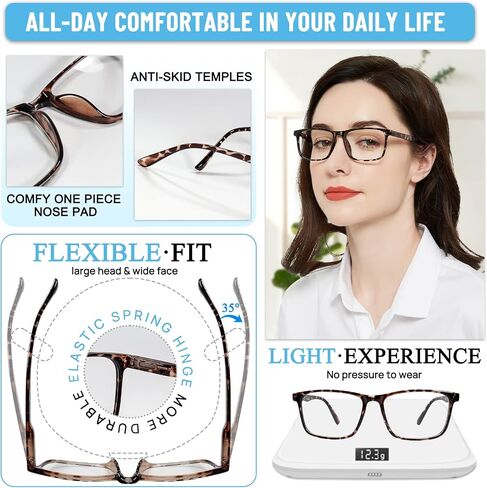 MARE AZZURO Lightweight Reading Glasses Women Large Square Readers 1.0 1.25 1.5 1.75 2.0 2.25 2.5 2.75 3.0 3.5 4.0 5.0 6.0 in Saudi Arabia