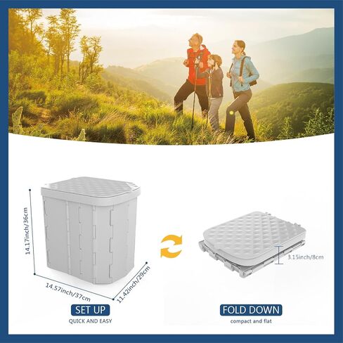 Portable Camping Toilet for Adults - Hapoon XL Portable Folding Toilet with Lid,Travel Portable Potty for Adults,Porta Potty Car Toilet,12 Toilet bags, 12 pack Liquid Waste Gel,Black in Saudi Arabia