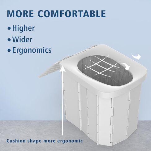 Portable Camping Toilet for Adults - Hapoon XL Portable Folding Toilet with Lid,Travel Portable Potty for Adults,Porta Potty Car Toilet,12 Toilet bags, 12 pack Liquid Waste Gel,Black in Saudi Arabia