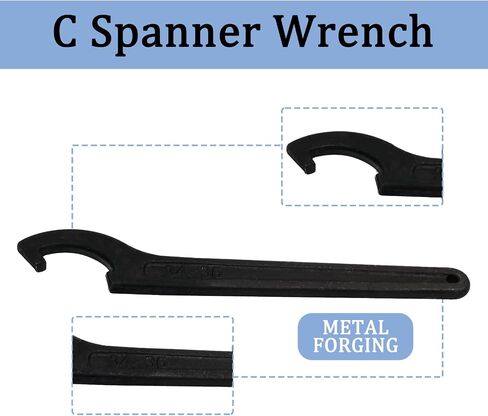 C Hook Spanner Wrench, Black Adjustment Hook Wrench Tool Carbon Steel Spanner Wrench Collet Chuck for 38-42mm Round Nut in Kuwait