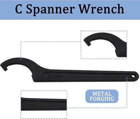 C Hook Spanner Wrench, Black Adjustment Hook Wrench Tool Carbon Steel Spanner Wrench Collet Chuck for 38-42mm Round Nut in Kuwait