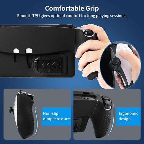 غطاء واقٍ متوافق مع Playstation Portal، جراب صلب من مادة TPU الناعمة غير القابلة للانزلاق مع مسند وغطاءين لمقبض الإبهام متوافق مع ملحقات وحدة التحكم عن بعد لـ PS Portal - أسود in Kuwait