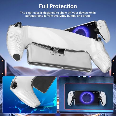 Protective Cover Compatible with Playstation Portal, Non-Slip Soft TPU Hard Case with Kickstand and 2 Thumb Grip Caps Compatible with PS Portal Remote Player Controller Accessories-Black in Saudi Arabia
