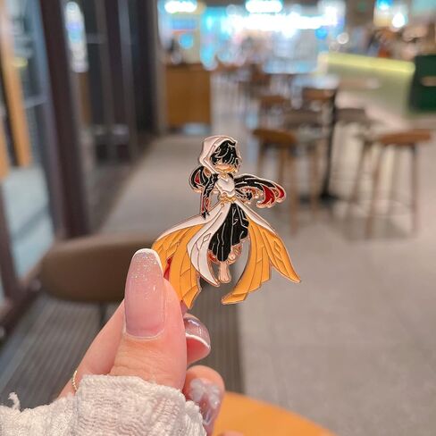 Genshin Impact Hutao Anime Enamel Pins - Hutao Characters Cosplay Kawaii Enamel Brooch Lapel Pin Anime Accessories - Brooch Pins for Women, Gift for Fans, Women and Girls in Saudi Arabia
