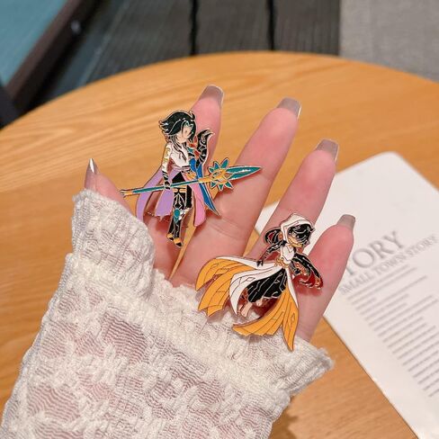 Genshin Impact Hutao Anime Enamel Pins - Hutao Characters Cosplay Kawaii Enamel Brooch Lapel Pin Anime Accessories - Brooch Pins for Women, Gift for Fans, Women and Girls in Saudi Arabia
