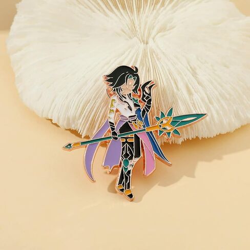 Genshin Impact Hutao Anime Enamel Pins - Hutao Characters Cosplay Kawaii Enamel Brooch Lapel Pin Anime Accessories - Brooch Pins for Women, Gift for Fans, Women and Girls in Saudi Arabia