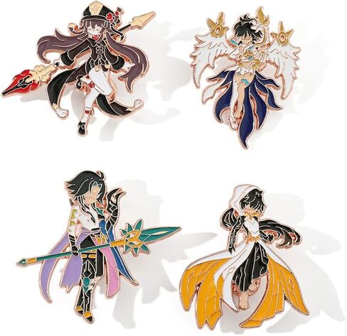 Genshin Impact Hutao Anime Enamel Pins - Hutao Characters Cosplay Kawaii Enamel Brooch Lapel Pin Anime Accessories - Brooch Pins for Women, Gift for Fans, Women and Girls in Saudi Arabia