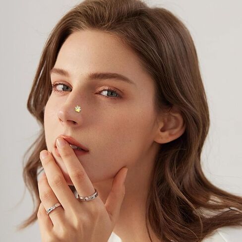 KoKollam Real Diamond Nose Stud With Twist Back 14K Solid Gold Nose Ring Studs in 20 Gauge Diamond Nose Ring Gold Nose Studs Nose Rings for Women, Men in Saudi Arabia