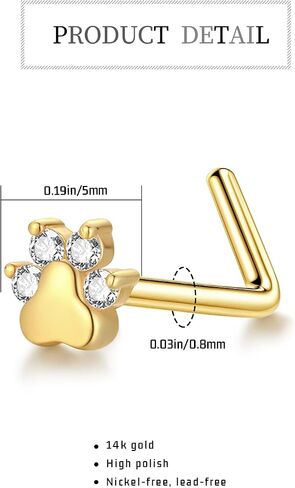 KoKollam Real Diamond Nose Stud With Twist Back 14K Solid Gold Nose Ring Studs in 20 Gauge Diamond Nose Ring Gold Nose Studs Nose Rings for Women, Men in Saudi Arabia