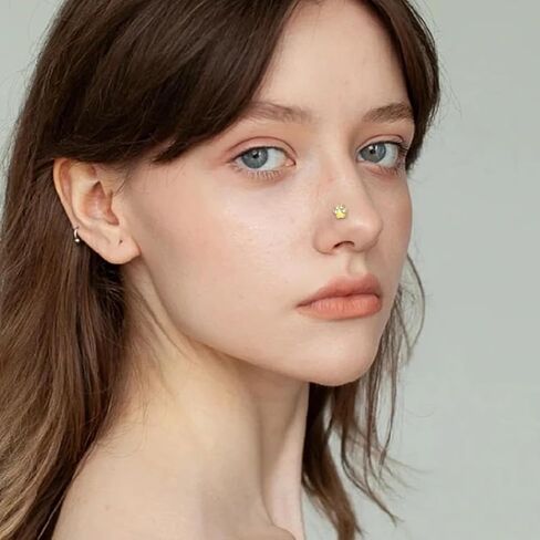 KoKollam Real Diamond Nose Stud With Twist Back 14K Solid Gold Nose Ring Studs in 20 Gauge Diamond Nose Ring Gold Nose Studs Nose Rings for Women, Men in Saudi Arabia