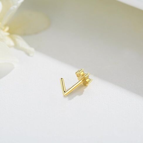 KoKollam Real Diamond Nose Stud With Twist Back 14K Solid Gold Nose Ring Studs in 20 Gauge Diamond Nose Ring Gold Nose Studs Nose Rings for Women, Men in Saudi Arabia