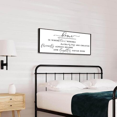 Inspirational Wall Art Home Is Where Love Resides Sign Canvas Wall Art for Farmhouse Decor Dinning Room Wall Decor Rustic Living Room Wall Decor Framed Wall Art (Brown Wooden Frame/ 43x15inch) in Saudi Arabia