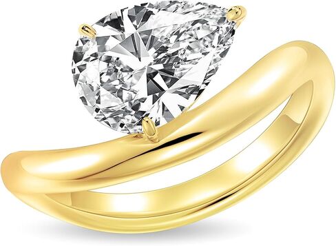 2CT 18K Gold Plated S925 Sterling Silver Pear Shaped Solitaire Engagement Ring For Women,Wedding Promise Ring for Her Wedding Band for Women in Saudi Arabia
