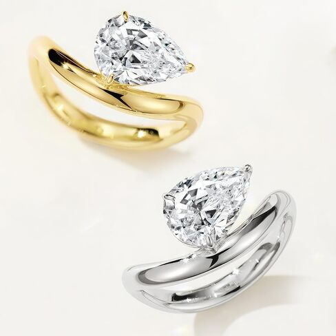 2CT 18K Gold Plated S925 Sterling Silver Pear Shaped Solitaire Engagement Ring For Women,Wedding Promise Ring for Her Wedding Band for Women in Saudi Arabia