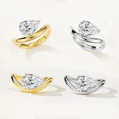 2CT 18K Gold Plated S925 Sterling Silver Pear Shaped Solitaire Engagement Ring For Women,Wedding Promise Ring for Her Wedding Band for Women in Saudi Arabia